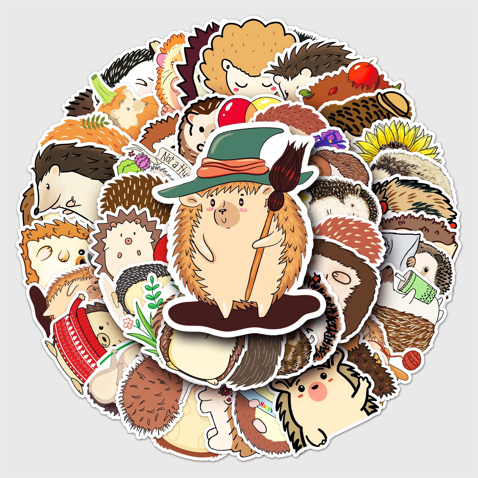 Cute Hedgehog Stickers 2-Pack - Waterproof Vinyl Decals For Cars, Laptops, Water Bottles