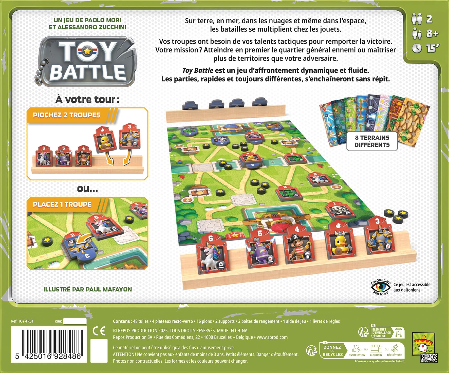 Asmodee - Toy Battle – Gry towarzyskie – Strategiczna gra planszowa – Gra dla dorosłych i dzieci od 8 lat – 2 graczy – 15 minut – francuska wersja, Repos Production