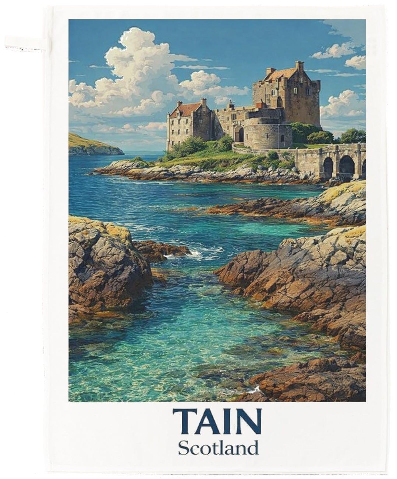 Half a Donkey Tain Scotland Cotton Tea Towel – Scottish Castle Coastal Design