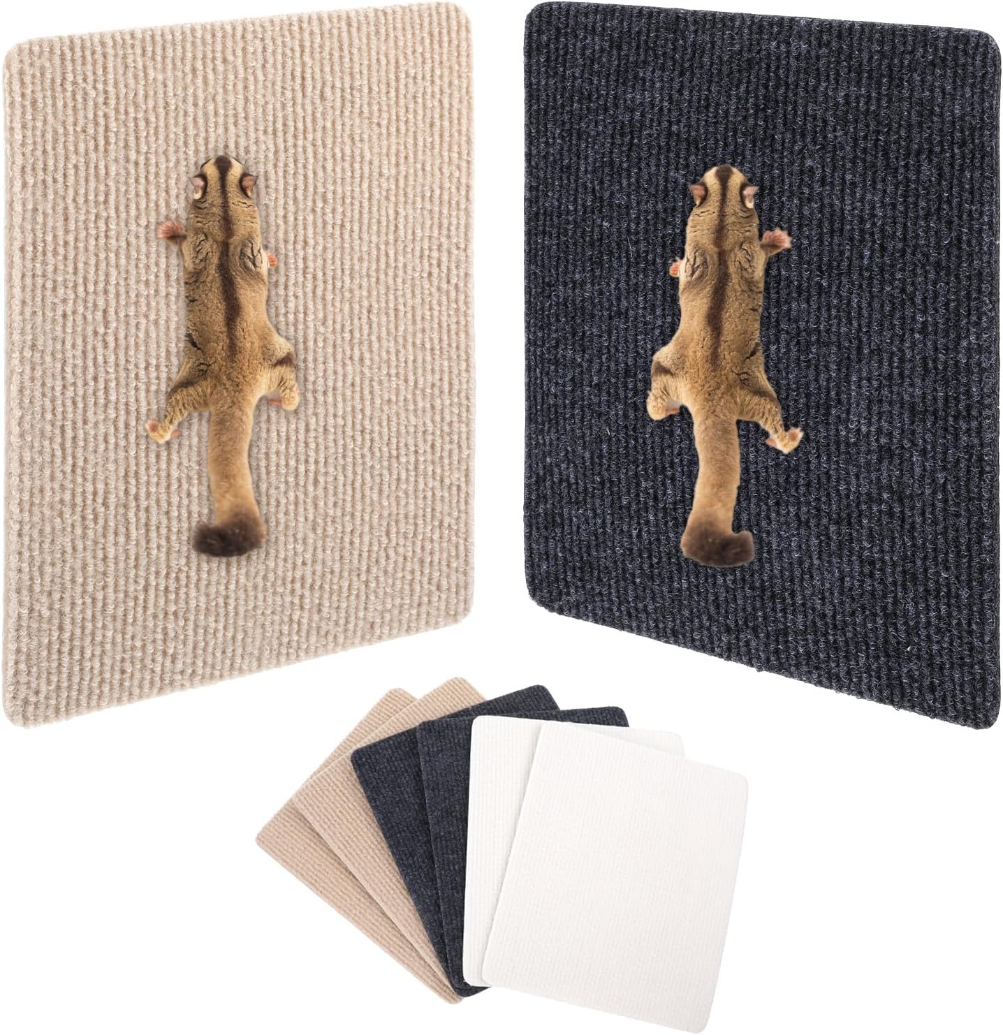 6Pcs Sugar Glider Toys, Sugar Glider Mat, Self-Adhesive SugarGlider Cage Accessories for Sharpening Claws, Small Pets Enrichment Toys for Wall or Furniture