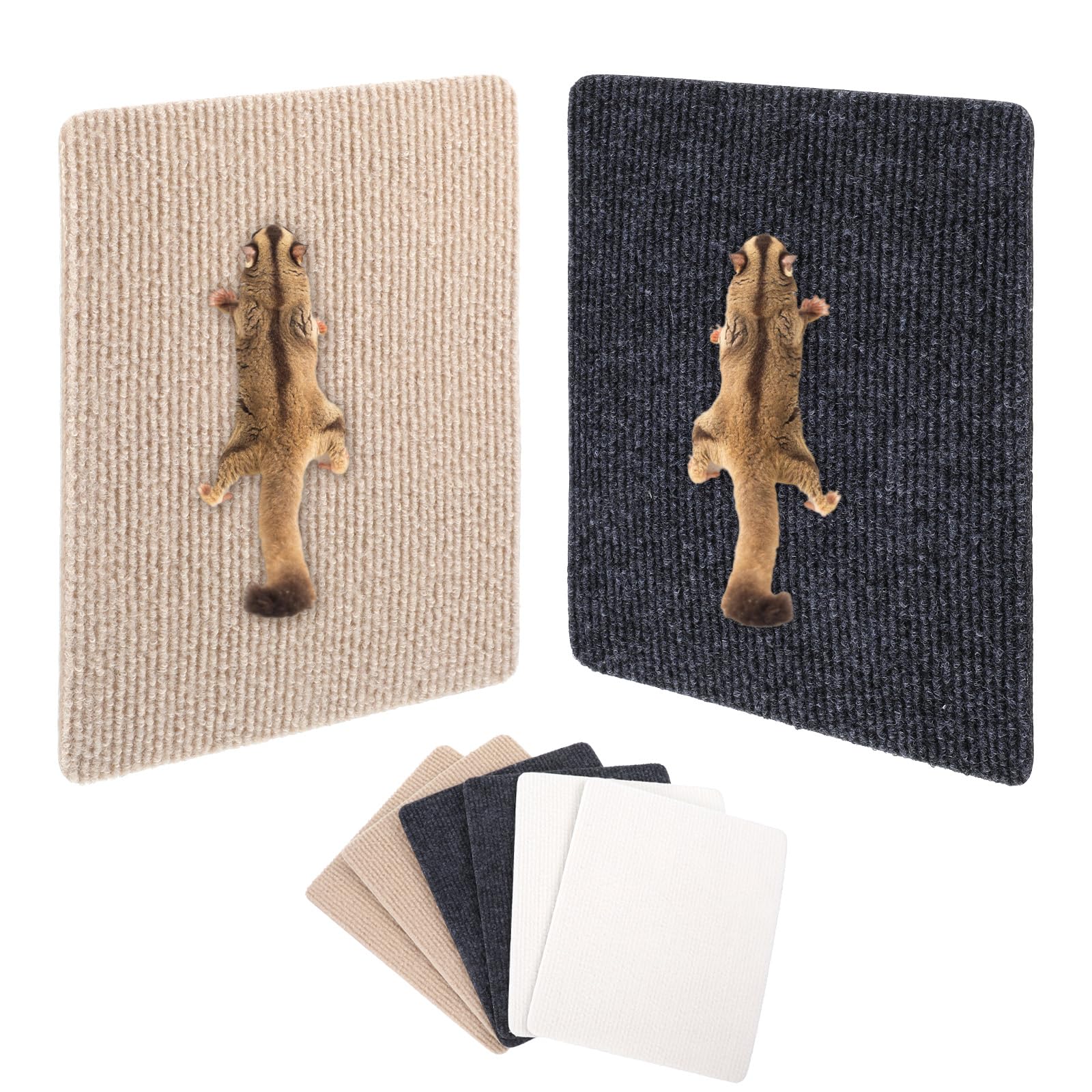 6Pcs Sugar Glider Toys, Sugar Glider Mat, Self-Adhesive SugarGlider Cage Accessories for Sharpening Claws, Small Pets Enrichment Toys for Wall or Furniture