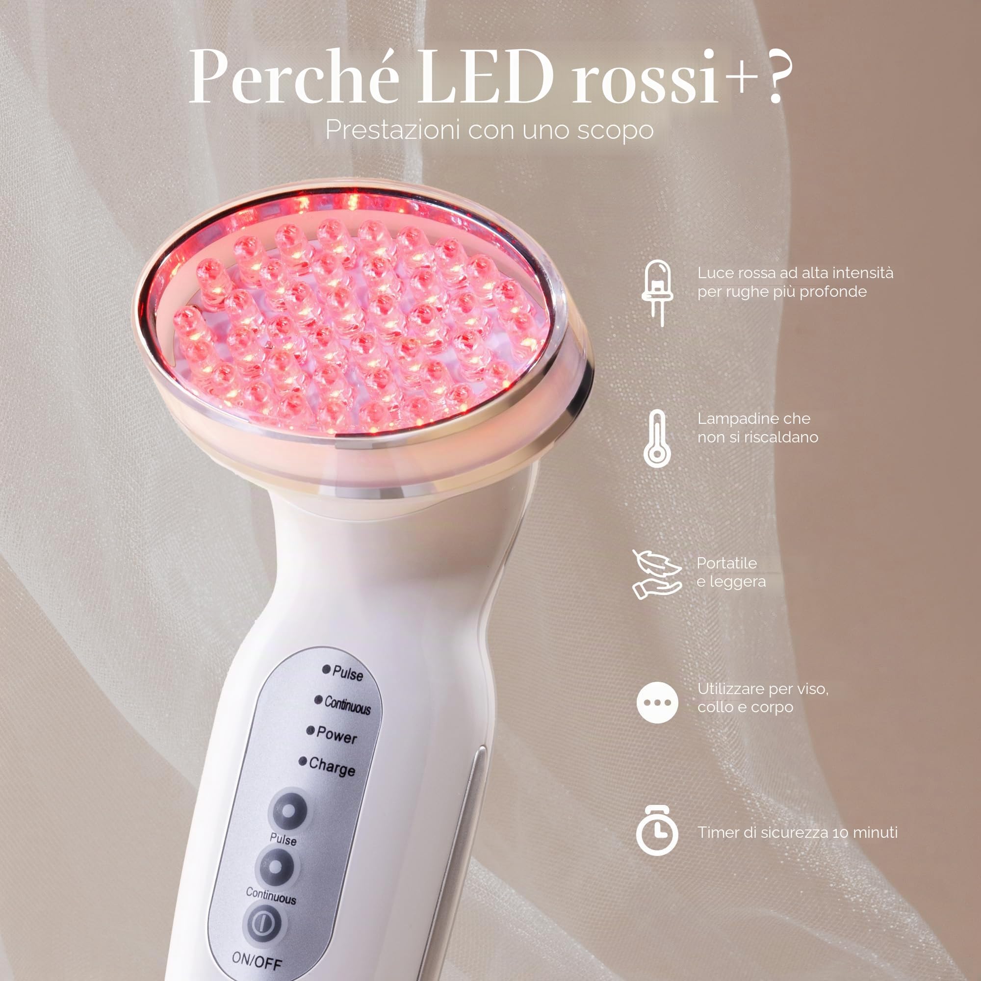 Project E Beauty LED rosso + terapia anti-invecchiamento | 630nm luce rossa LED della pelle rassodante sollevamento pelle rassodante rughe liscia rimozione sensore di controllo della luce dispositivo