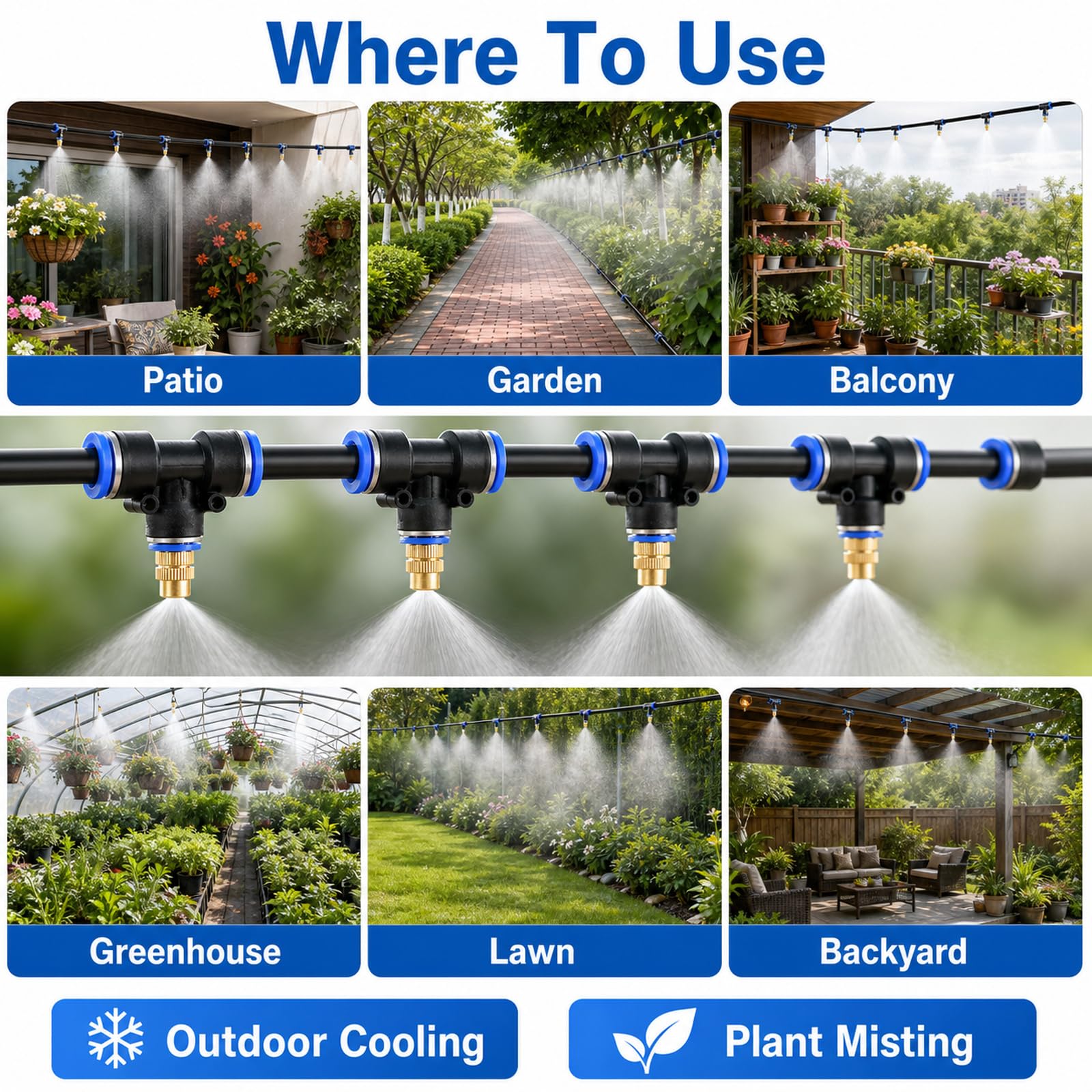 Nebulizador Terraza Exterior,Kit Nebulizadores Difusor Agua,Sistemas De Enfriamiento por NebulizacióN,Sistemas De Riego Y Refrigeracion por NebulizacióN,Sistemas Riego por Goteo