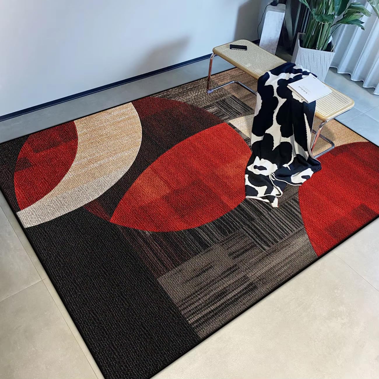 Tapis de sol abstrait minimaliste antidérapant petit format pour salon chambre et bureau