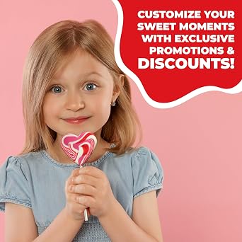 Fusion Select 24 Heart Shaped Lollipops Candy - Sweet Heart Lollipop for Party Bag Fillers, Pinata Stuffers - Ideal for Valentine's Day, Mother's Day, Halloween - Bulk Party Pack, Assorted Lollipops