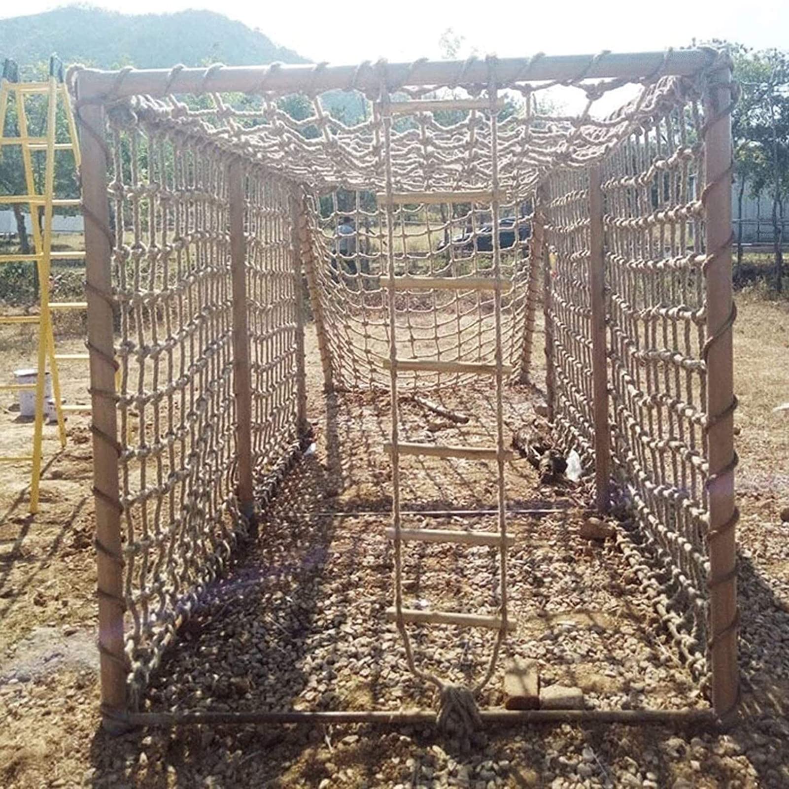 Siatka Do Wspinaczki Linowej 3×3m, Siatka Do Wspinaczki Dla Dzieci Na Zewnątrz, Siatki Bezpieczeństwa Odporność Na Korozję Grubość 3 Mm Siatka 15 Cm Na Zewnątrz I Wewnątrz