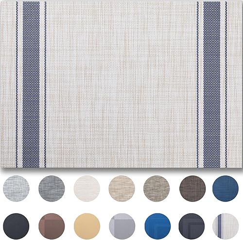 Miniatura 19 de Juego de 4 manteles individuales de vinilo tejido fácil de limpiar para mesa de comedor, interiores y exteriores, manteles individuales de PVC