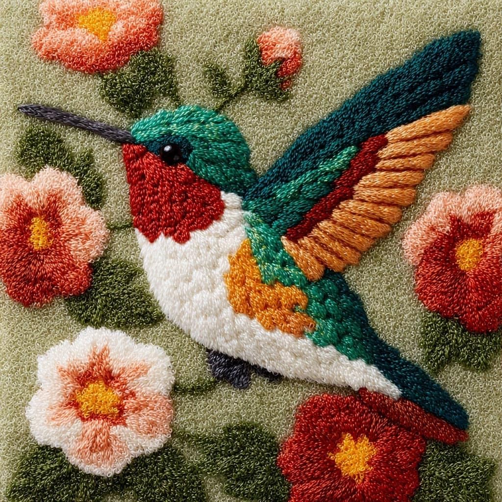 Henypt Latch Hook Cushion Kits Latch Hook Pillow Case Kit Flowers Birds