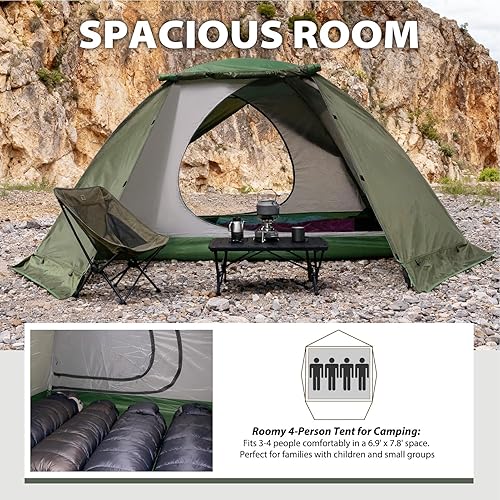 Miniatura 2 de GEERTOP Tienda de campaña para 4 personas y 4 estaciones para camping, impermeable, doble capa, fácil de instalar, tienda familiar para camping,