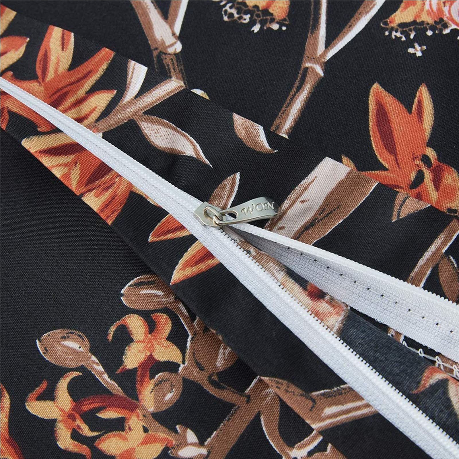 FANSU Copripiumino Matrimoniale 240x220cm - Nero Stampa Fiore Set Parure Copripiumino Matrimoniale in 100% Microfibra 3 Pezzi con 2 Federa(50x75CM) cme Chiusura a Cerniera