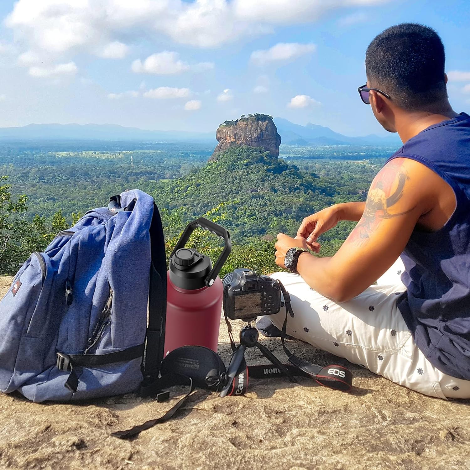 BJPKPK One Gallon(128 oz) Insulated Water Bottle, Dishwasher Safe Stainless Steel Jug, BPA Free Jug with Ergonomic Handle & Anti-slip Bottom, Large Water Bottle, Brick Red - Image 6