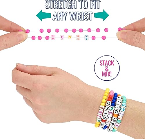Miniatura 4 de Expressions 16 pulseras con cuentas brillantes, pulseras con mensaje novedoso para compartir con amigos, pulseras de cuentas de letras coloridas,