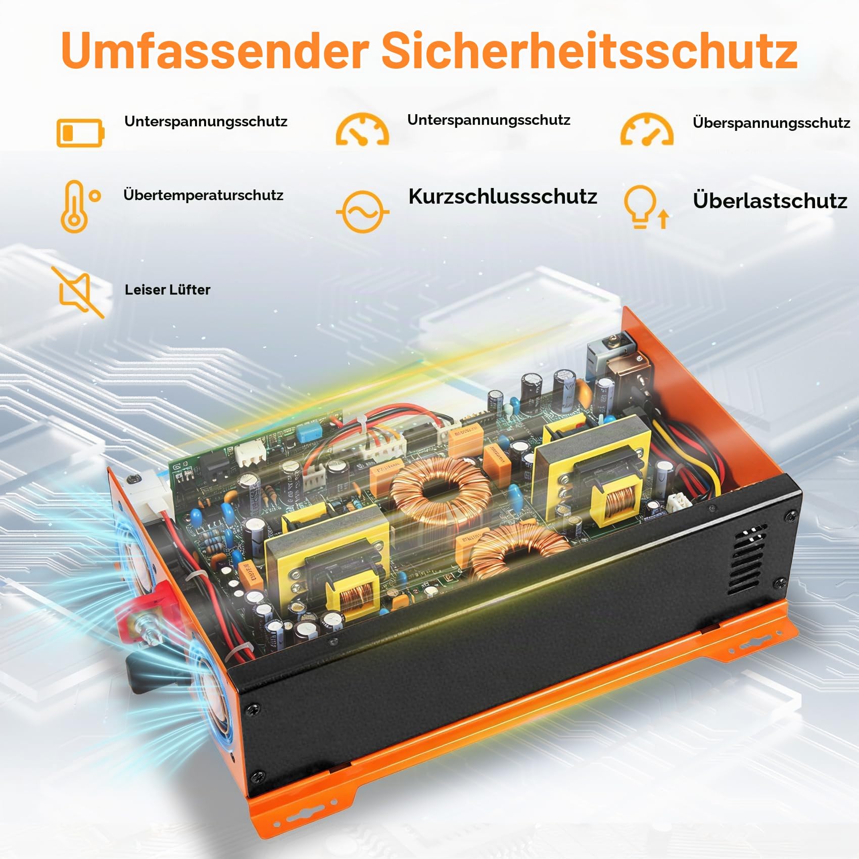 Wechselrichter 2000W Reiner Sinus 12V auf 230V KFZ Spannungswandler
