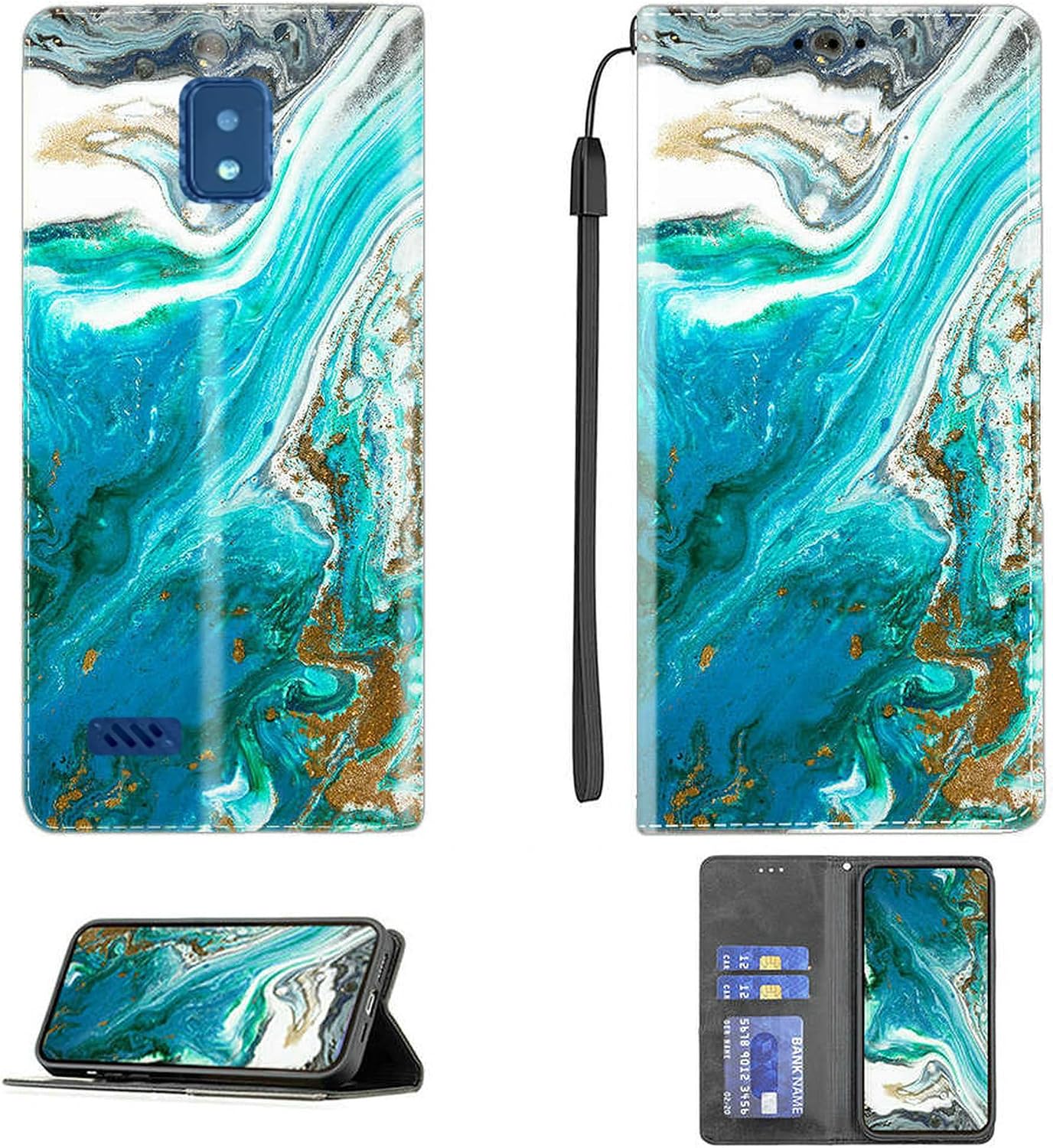 Aroepurt Case Compatible for Hot Pepper Tepin Phone Case Cover [with Tempered Glass Screen Protector] PU Leather Kickstand Magnetic Wallet Case CPT13