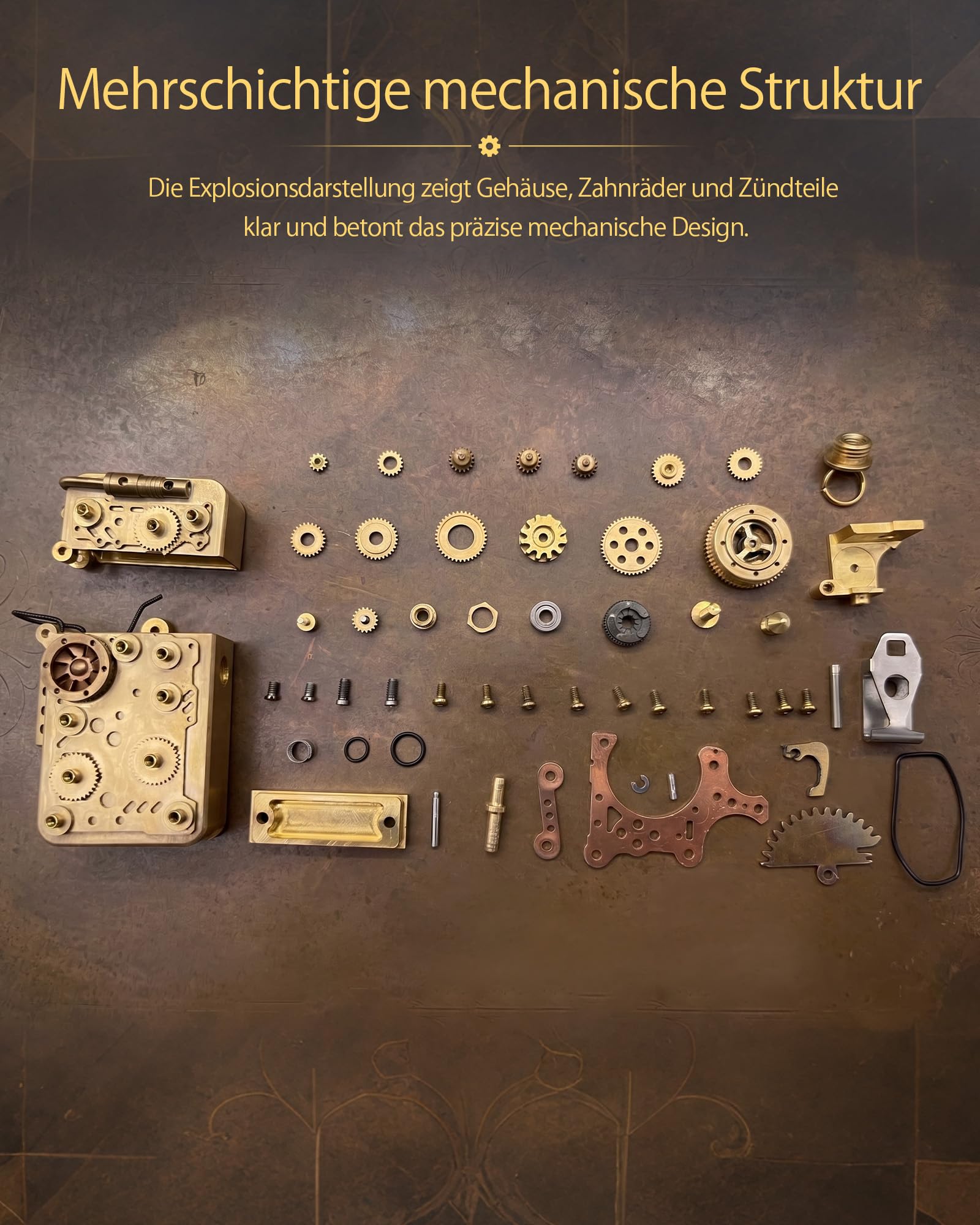 Einzigartiges Retro Soft-Flame Kupfer Mechanisches Kerosin Feuerzeug Automatische Zündung Nachfüllbar Steampunk Schaltgestänge Sicherheitsschloss Luxus Komplex Sammlerstück Geschenk für Freund Thorens | Einzigartige automatische Zündung, nachfüllbares Ste