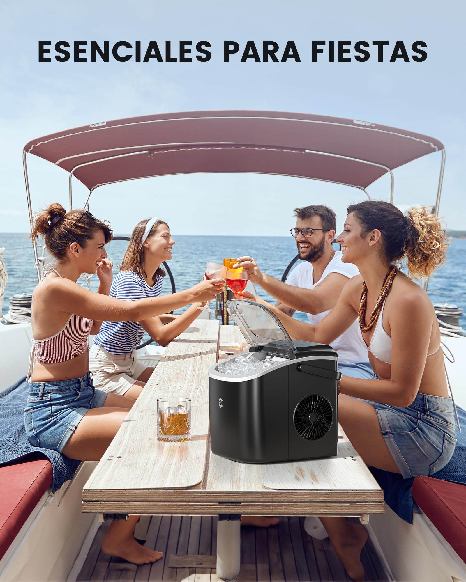 EASYERA Máquina de Hielo, Portatile e Compatta, 12 Kg/24 Koras, Cubetti di Ghiaccio in 6 Min, 2 Tamaños de Hielo, Máquina de Hielo Autolimpiante, Maquina de Hielo Para Casa el Hogar/Fiesta/Cocina/Bar