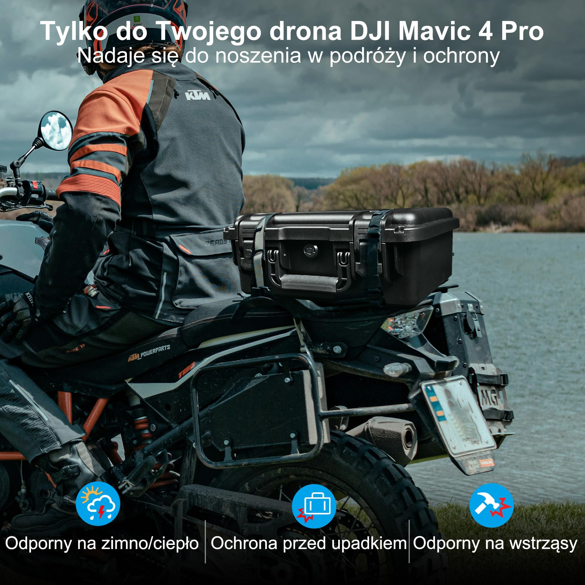 Lekufee Wodoodporna Twarda Walizka Transportowa do drona DJI Mavic 4 Pro,Creator Combo,Fly More Combo,DJI RC 2/RC Pro 2, 7 akumulatorów, hubu ładującego i innych akcesoriów (tylko walizka)