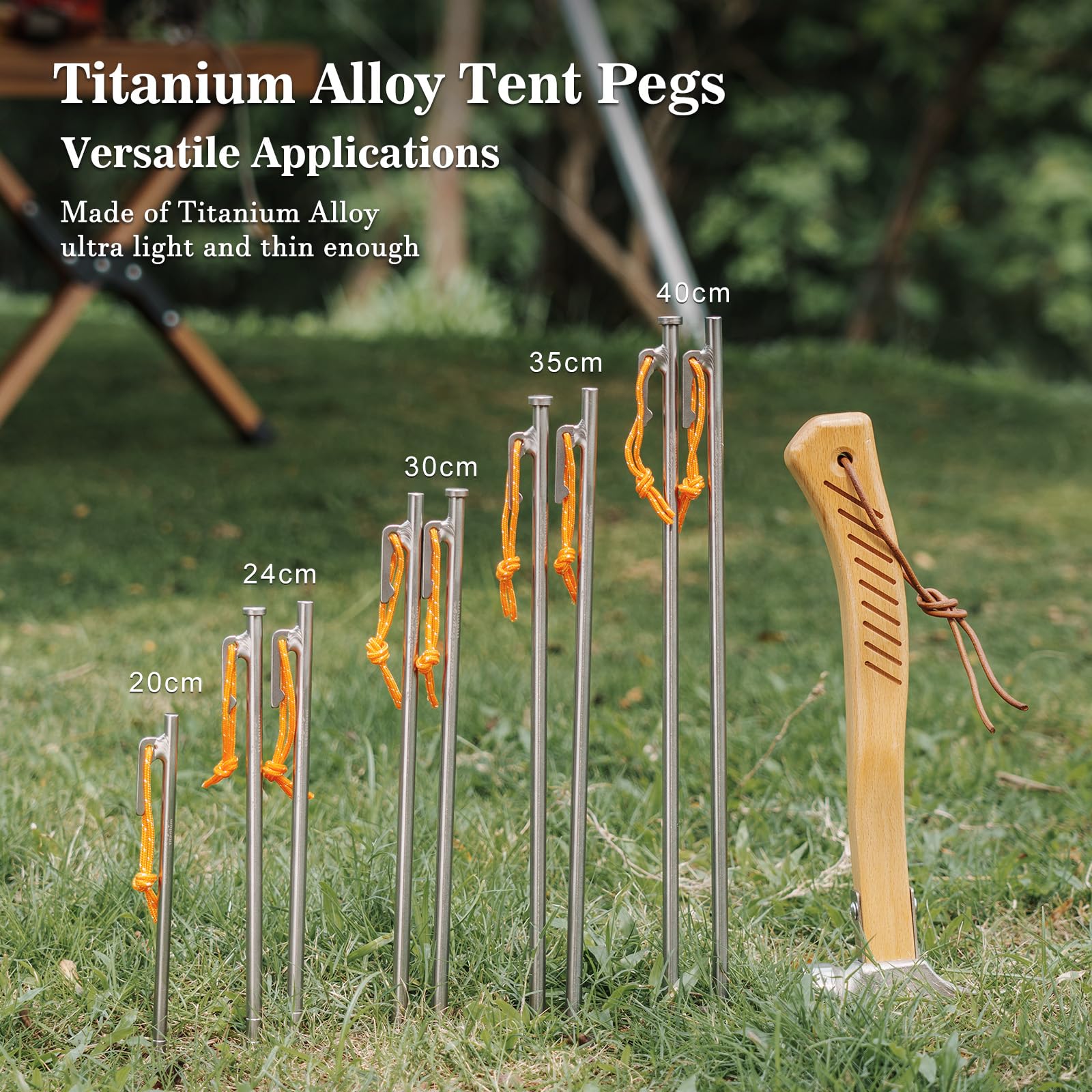 iBasingo 35cm Titanlegierung Heringe Metall Heavy Duty Screw Harte Bodenpfähle Langlebige Befestigungsnägel Garten Outdoor Camping Zelt Pins Feste Beschläge für Zaunnetz Regenplanen Mat Ti4015P