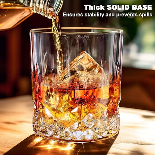 Miniatura 4 de Yaomiao Vasos de whisky Old Fashioned a granel de 10 onzas, vasos de cóctel de vidrio de bourbon para whisky, licor bourbon y bebidas de cóctel,