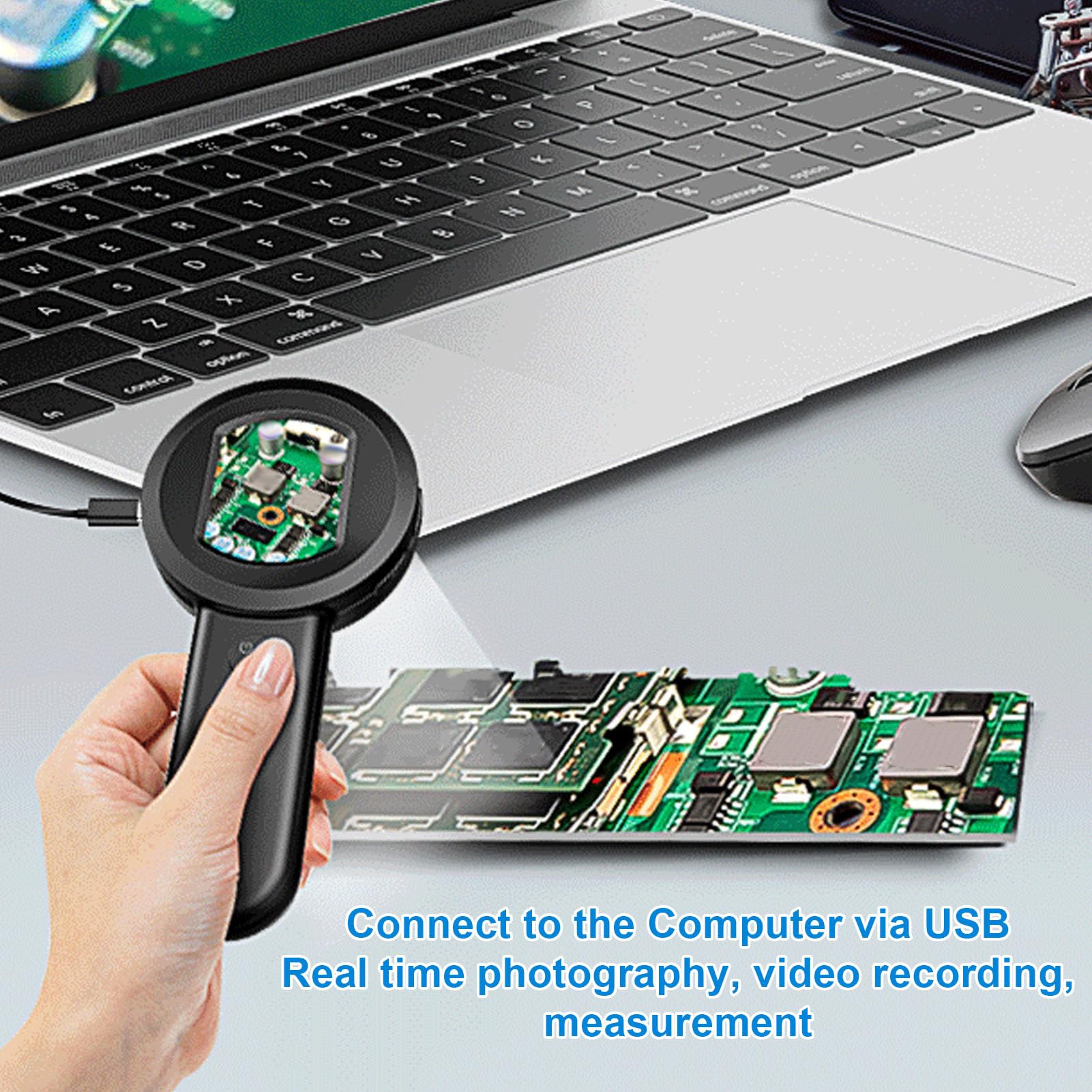 XUMIUZIY Lupa Digital Pantalla de 2,0 Pulgadas 4X |Microscopio de Mano con Luz LED, Cámara de 16MP para Lectura de Reparación (128GB)