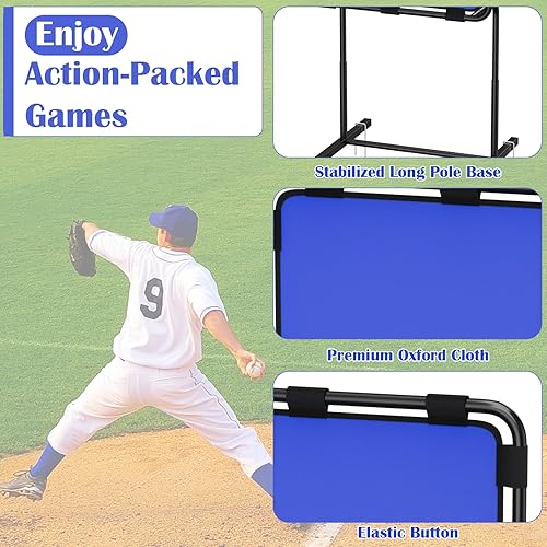 Miniatura 3 de Béisbol Strike Zone Target para bolas de plástico, altura ajustable, color azul