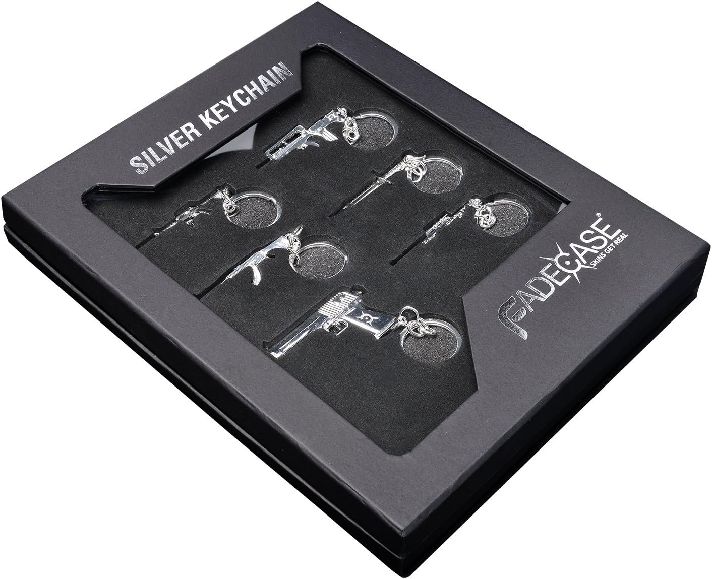 CSGO Silver Keychain Collection Pack (6pcs M4A1-S Famas AK47 M9 Bayonet Desert Eagle and AWP)