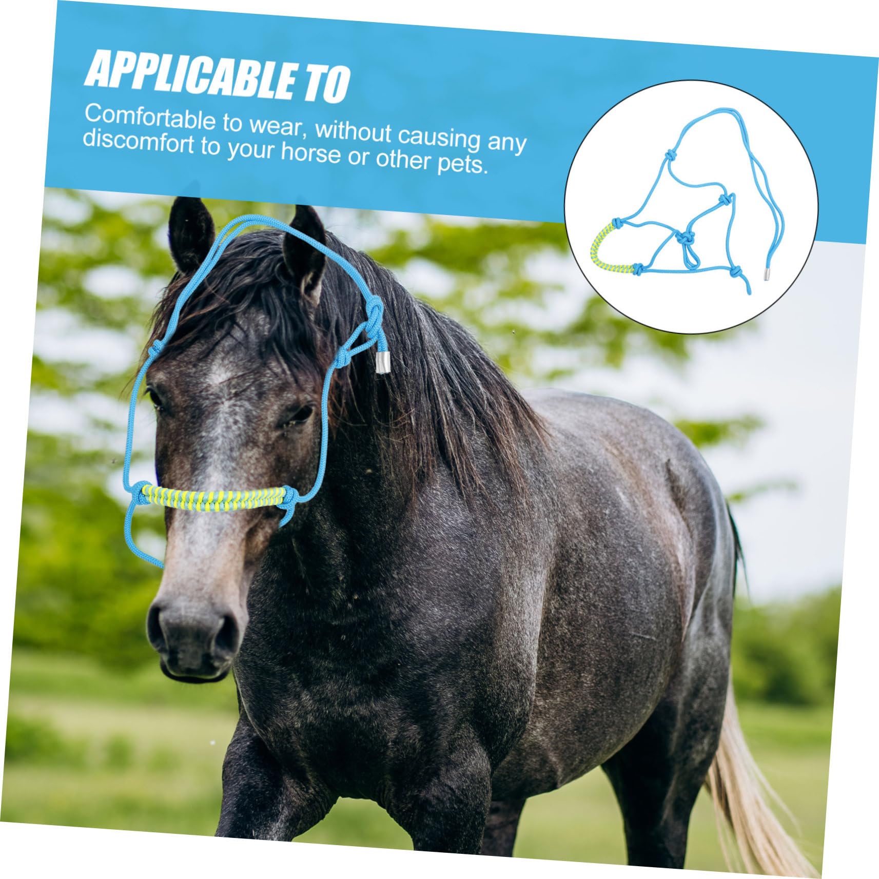 Cavezza di Corda per Cavallo Regolabile, 1 Pezzo, Nylon Nero
