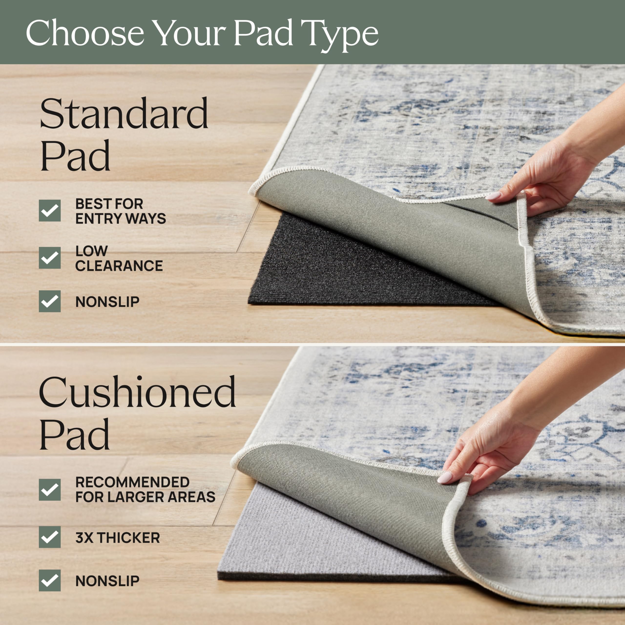 RUGGABLE Washable Vintage Area Rug – Kamran Royal Blue 6x9, Stain-Resistant, Non-Slip – Medium Machine Washable Rugs for Living Room, Bedroom, Hallway, Entryway & Office–with Standard Pad