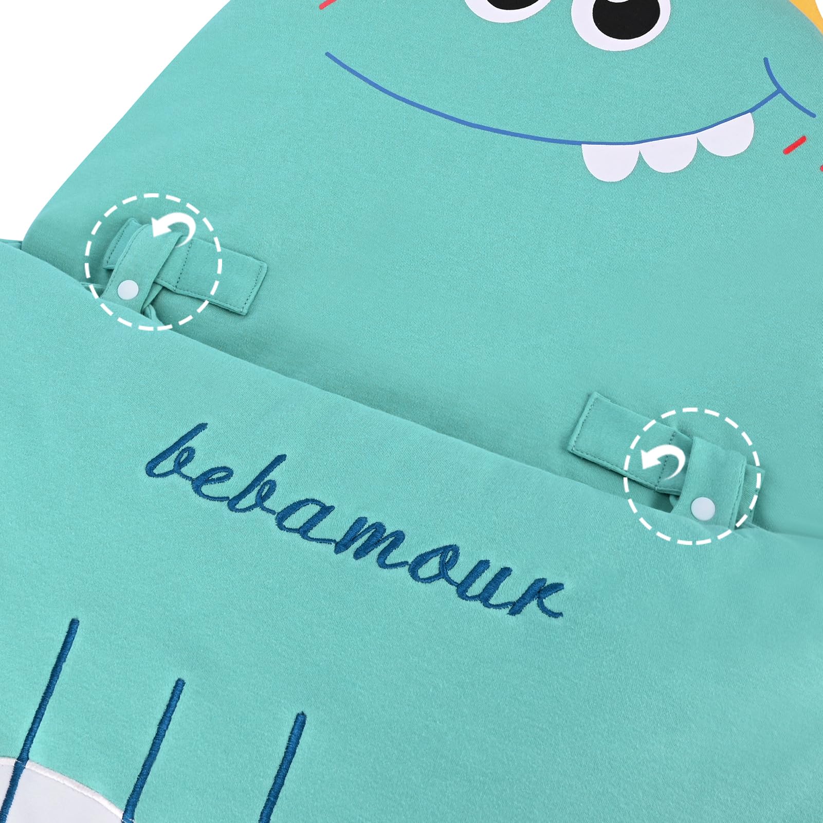 Bebamour - Sacco a pelo per neonati di 0-18 mesi, carino, unisex, sacco per la nanna (a forma di dinosauro blu, 50-85 cm)