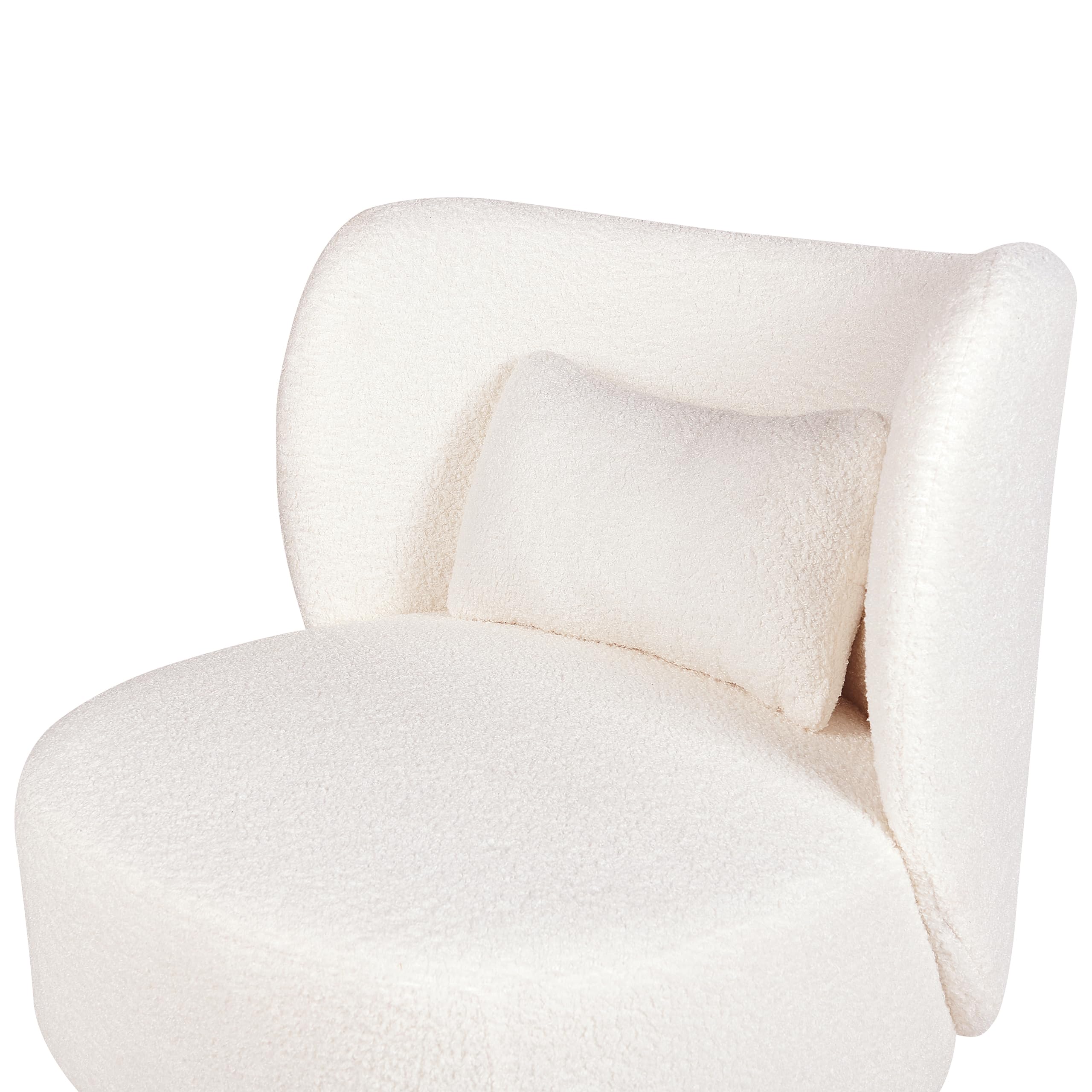 Beliani Wohnzimmer Sessel Gebogene Rückenlehne Glam Design Bouclé Polsterung Schwarze Beine Cremeweiß Otsby