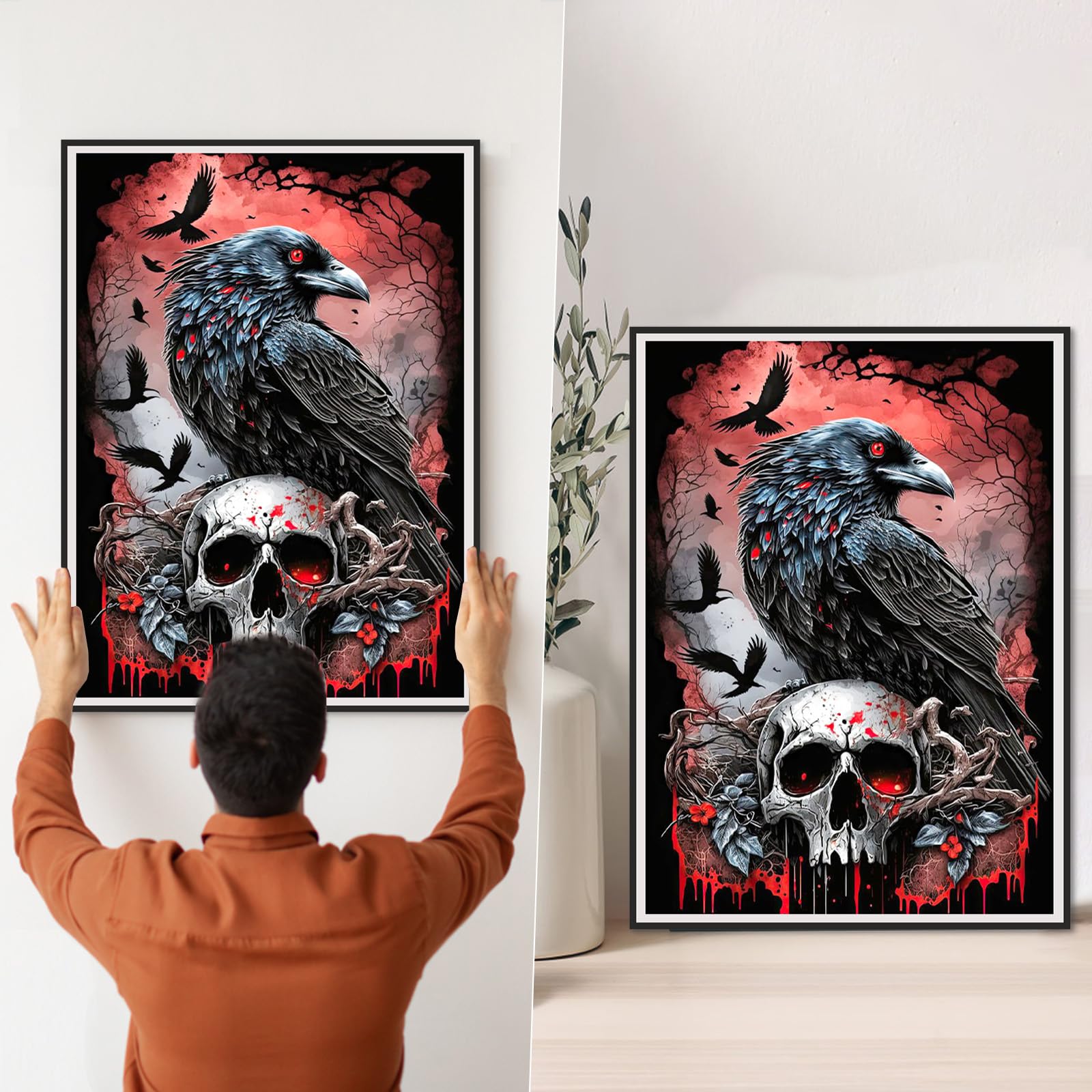 QENSPE Halloween Diamond Painting Kits For Adults, 5D Diamond Art Black