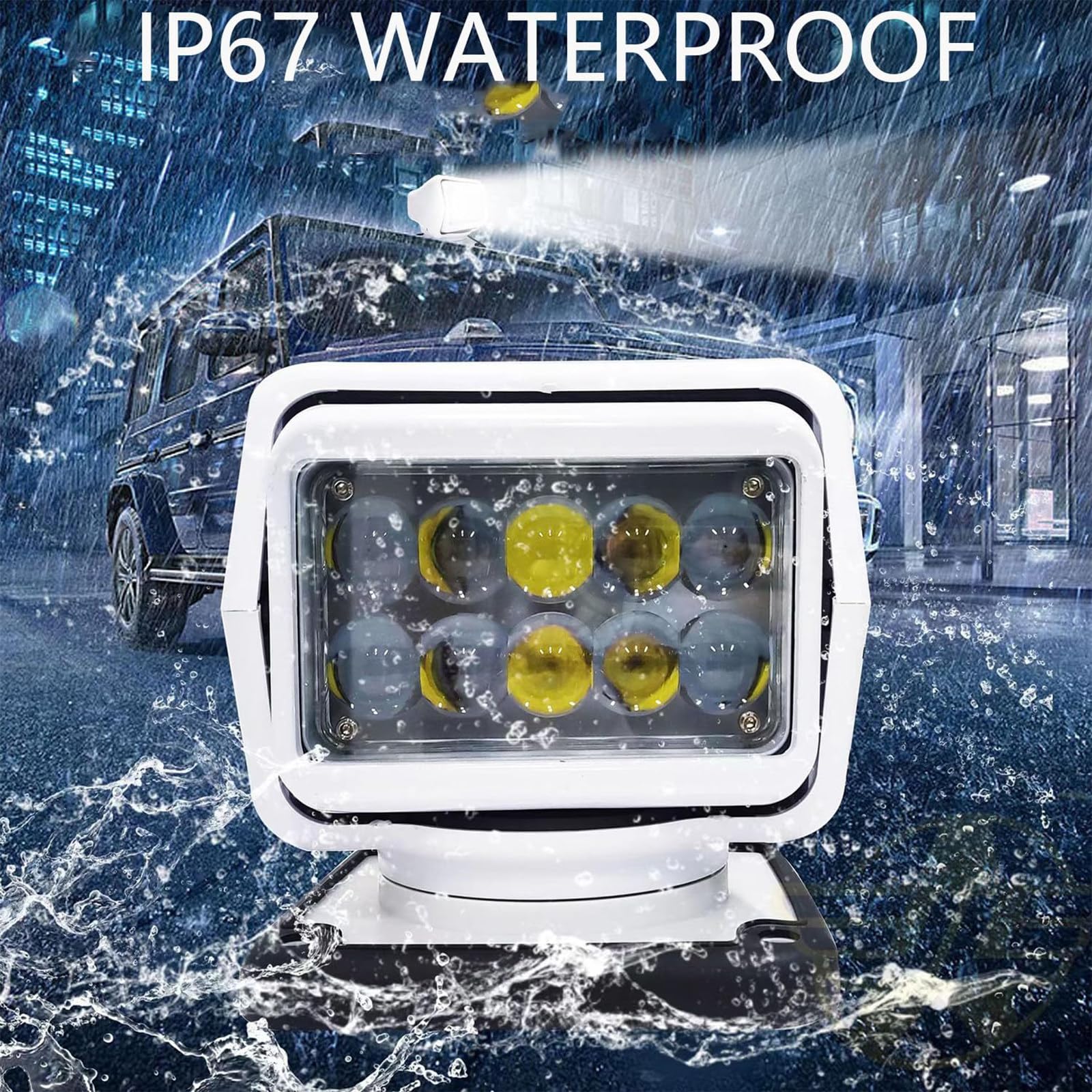 Reflektor LED ze zdalnym sterowaniem o mocy 50 W, zdalny silny reflektor Szperacz Światło zewnętrzne do pojazdów i statków,Black
