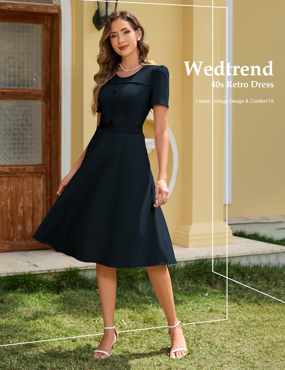 Wedtrend 1950's Vintage Dresses for Women Church Dress with Pockets Tea Party Dresses A Line Wedding Guest Dress - Image 5
