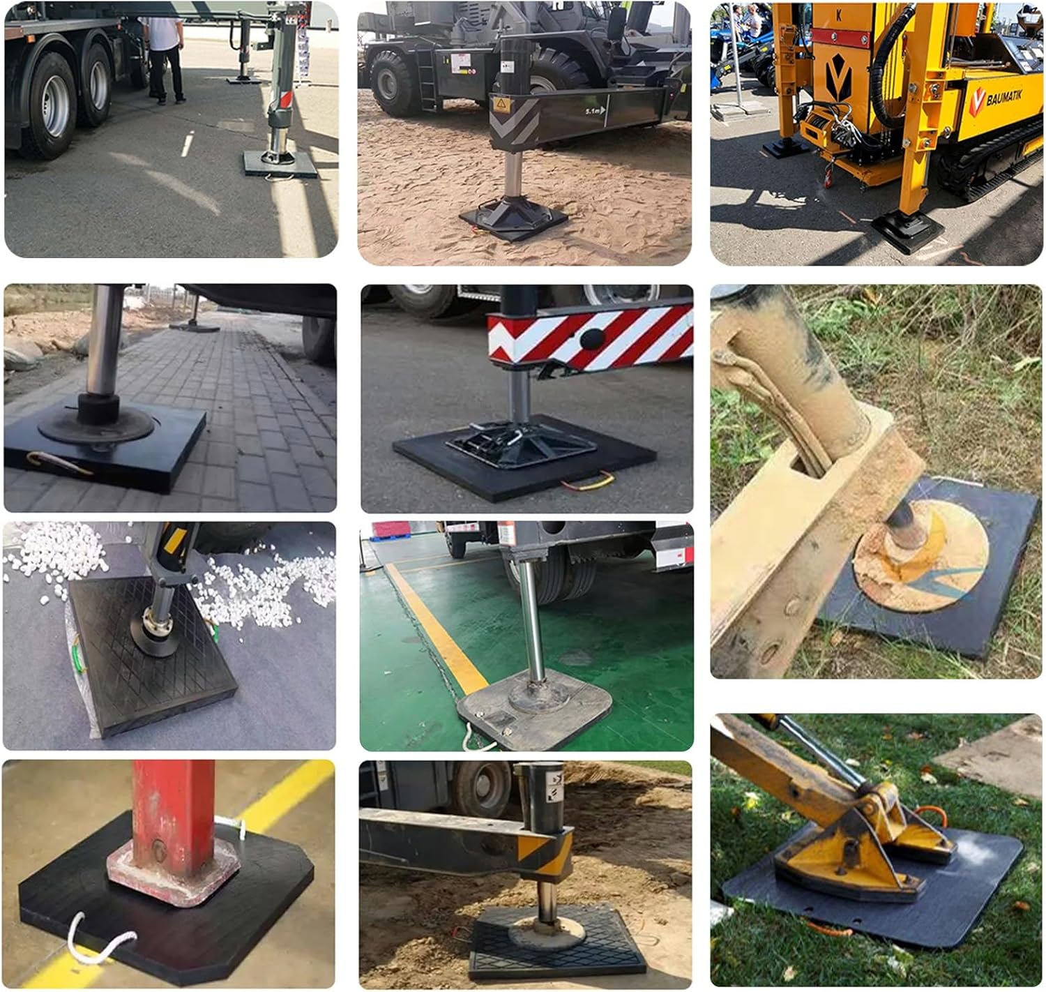 12x12 16x16 20x20 24x24 Inch Crane Poly Outrigger Pads, Square Stackable Stabilizing Jack Landing Pad, Unbreakable Rv Leveling Pads for Asphalt/Grass/Dirt/Gravel(4pcs,60x60x5cm/23.6x23.6x2in)