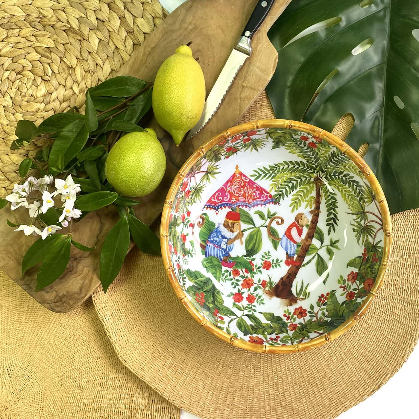 Les Jardins De La Comtesse - Assiette Creuse Mélamine Fleurs Exotiques 20 Cm - Vaisselle Tropicale Incassable