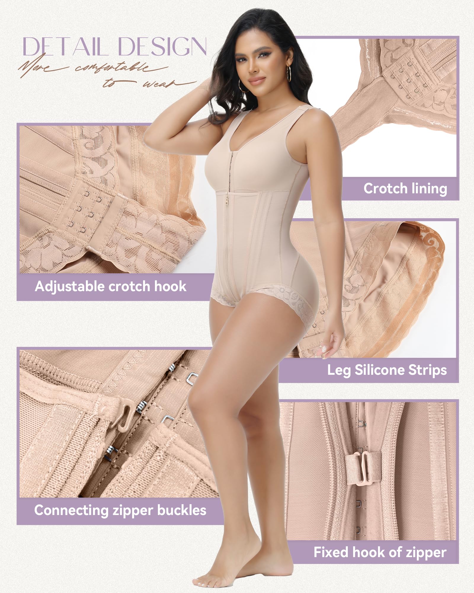 SHAPSHE Fajas Colombianas Moldeadoras postoperatorias etapa 1/2/3 de alta compresión Prenda moldeadora de cuerpo completo para mujer