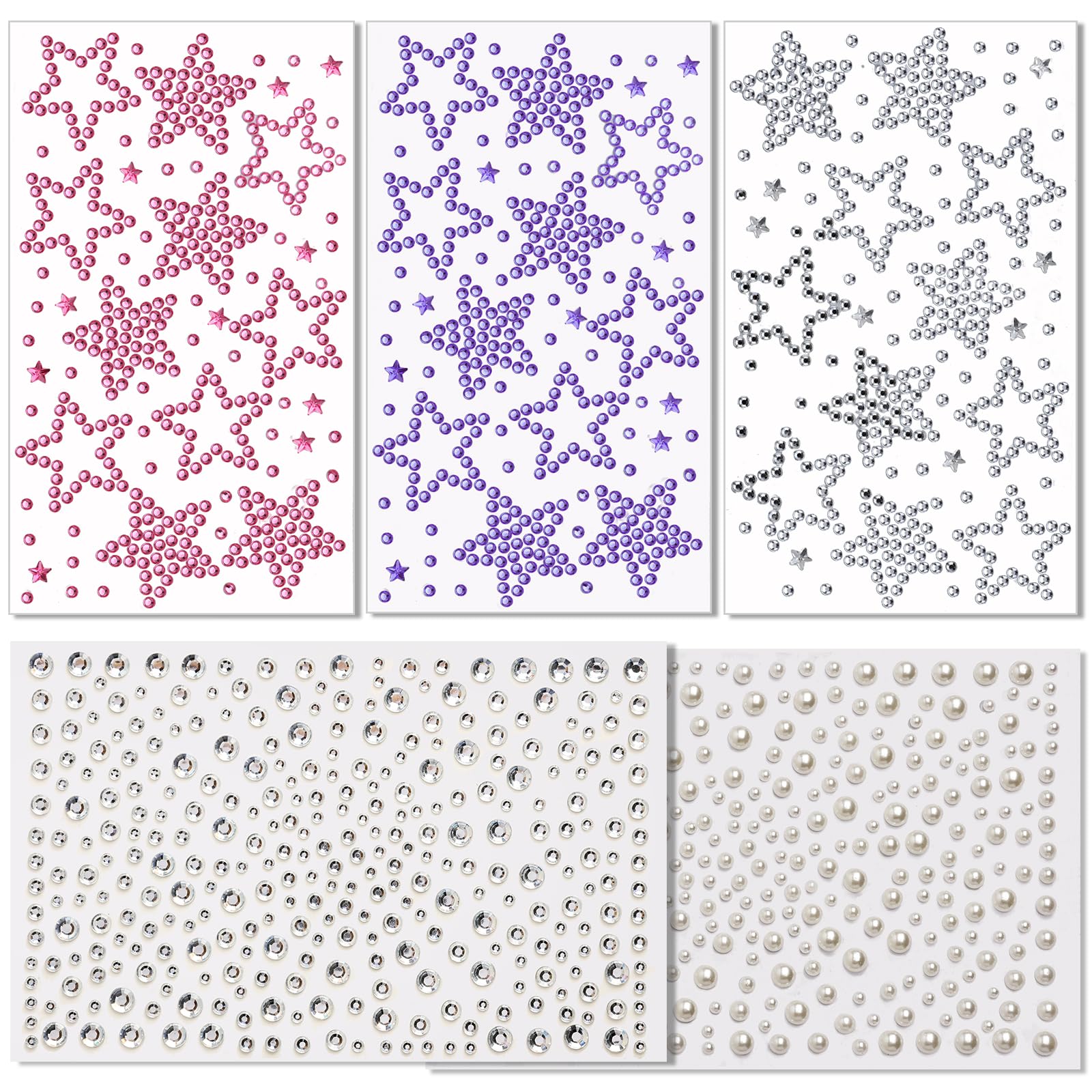 Teenitor Gem Stickers Star Face Gems For Women, Self Adhesive Face Rhinestones Hair Gems for Face, Body, Hair Makeup, Star Accessories For Women