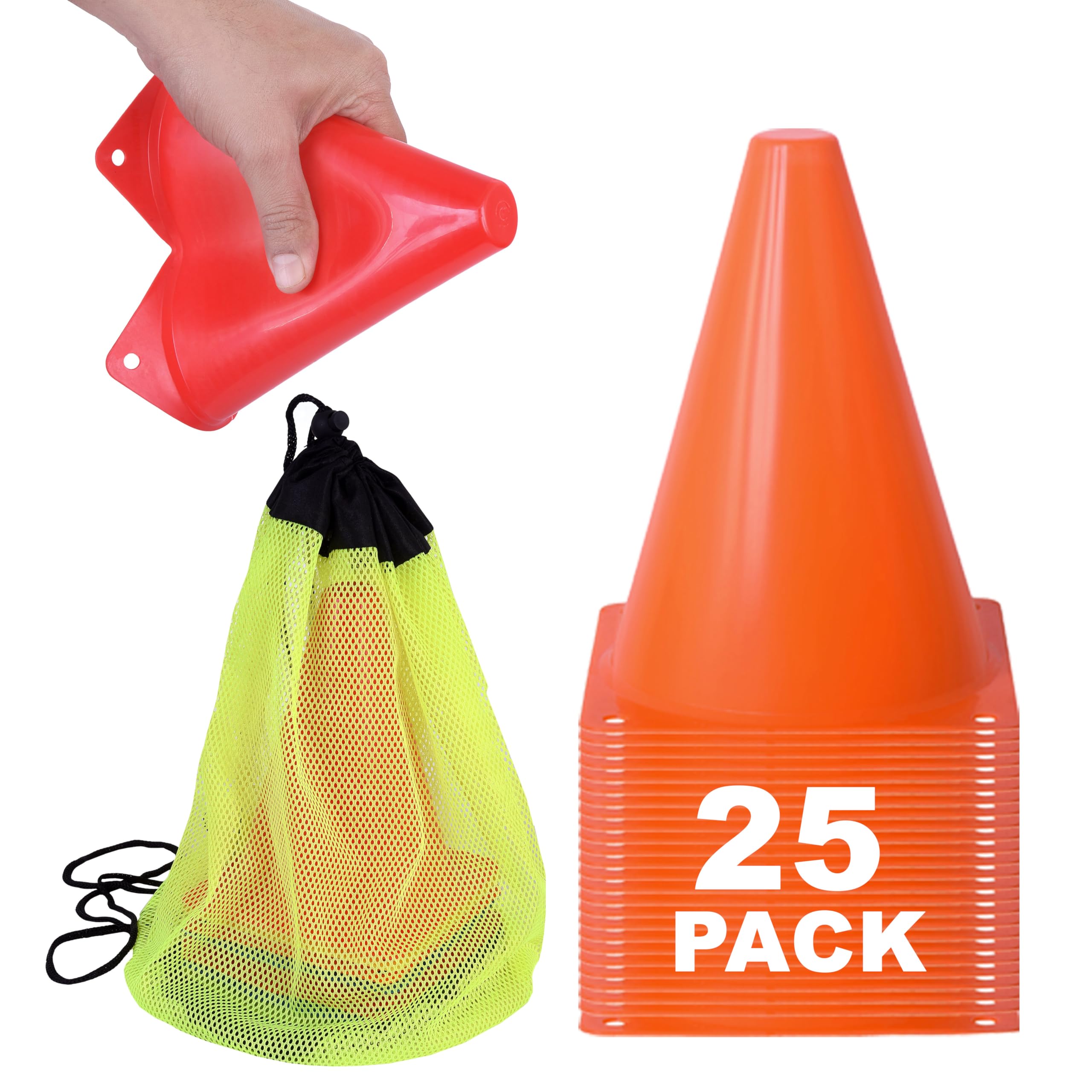 Cones for Sports Training, 7 Inches Tall & Visible, Durable and Easy to Handle Sports Cones, Ideal for All Kinds of Training Cones Activities and Field Practice Sport