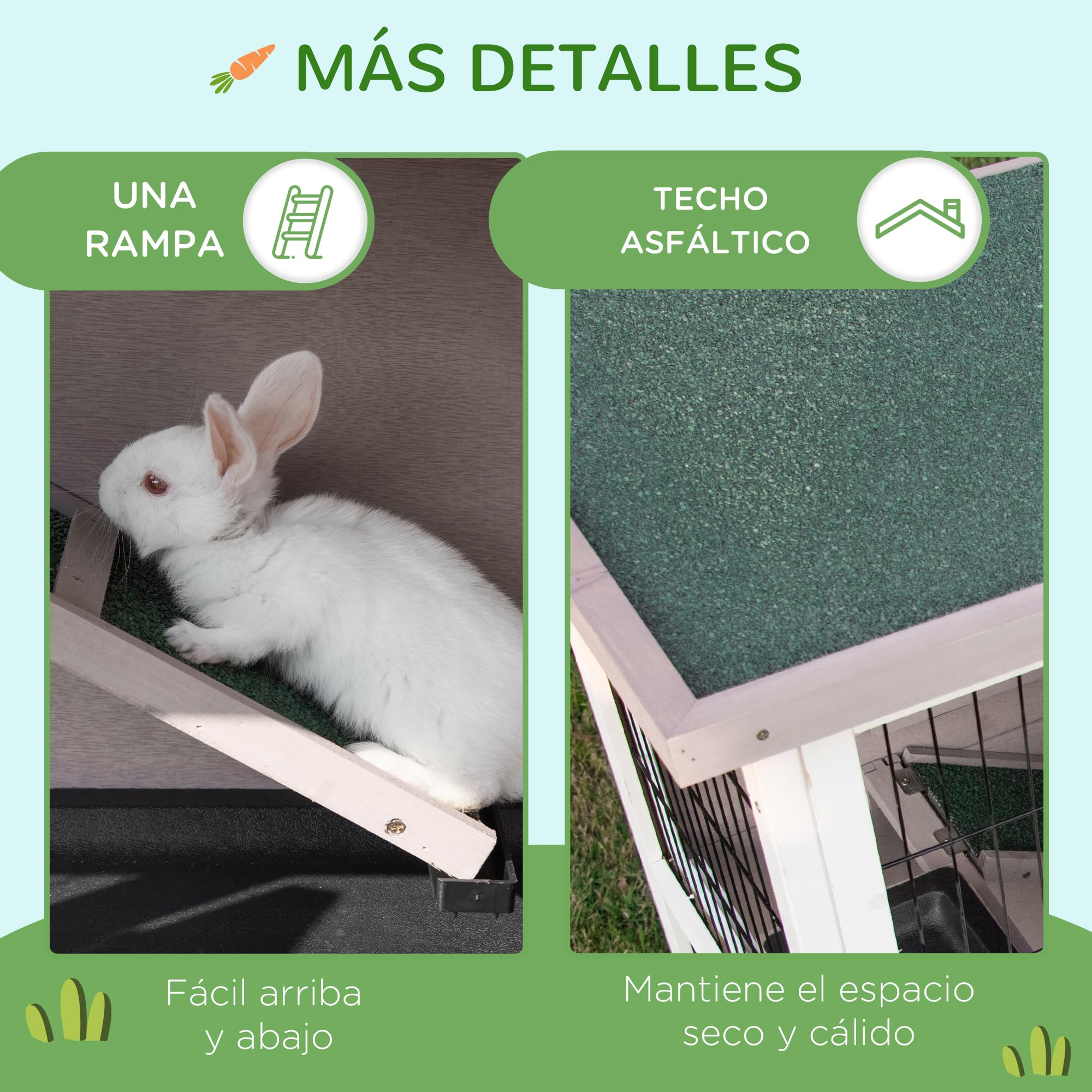 PawHut Conejera de Madera Jaula de 2 Niveles para 1-2 Conejos con Puertas Cerradura Bandejas Extraíbles y Comedero para Exterior 122x50x101 cm Marrón
