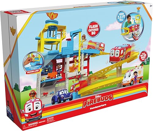 Miniatura 10 de Disney Junior Firebuds Estación de bomberos con luces, sonidos, juguete de camión de bomberos, figura de acción y lanzador de vehículos, juguetes