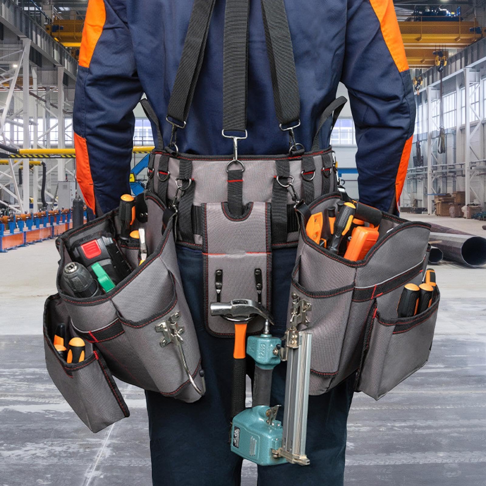 Cintura Portautensili Uomo Gilet regolabile portautensili multiuso | Cintura Portautensili Per Uomo Per carpentieri, falegnami, elettricisti, edilizia, giardinaggio, esterno ed interno
