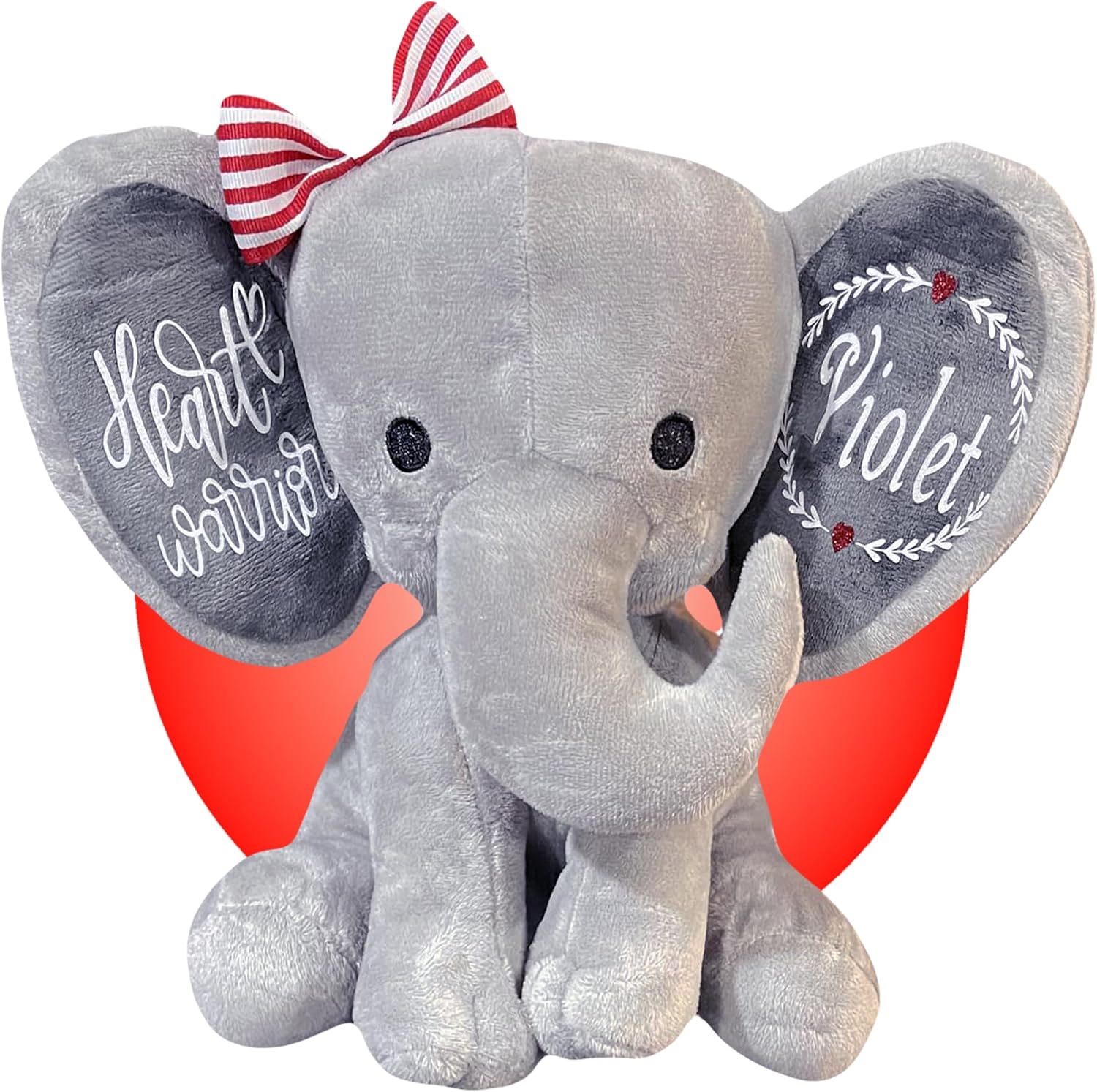 Heart Surgery Recovery Gifts for Kids - Personalized 9" Gray Elephant Stuffed Animal - Gifts for Heart Warriors - Ready to Be Gifted - Open Heart Surgery Items - CHD Awareness Products