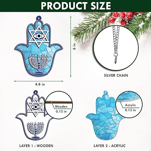 Miniatura 75 de FLAGWIX Regalos cristianos para mujeres y hombres – Adornos de Navidad acrílicos 2025 – Regalos religiosos espirituales católicos para mujeres, Azul