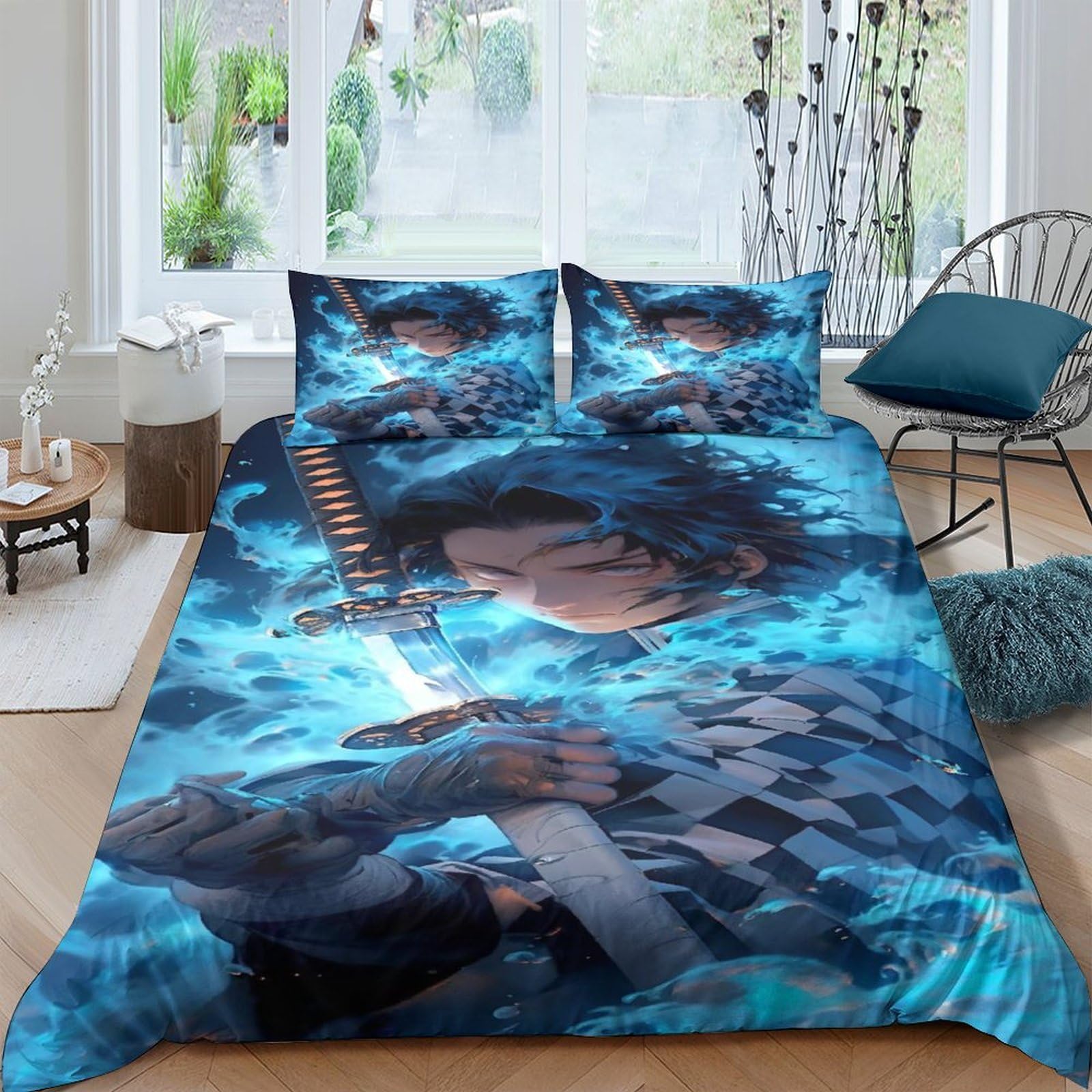 Parure de Lit Animation Japonaise 3D Microfibre Housse de Couette King 220x240