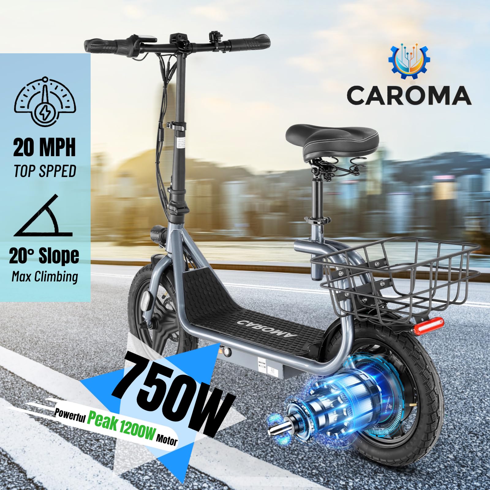 Caroma Peak 1200W Electric Scooters for Adults 14