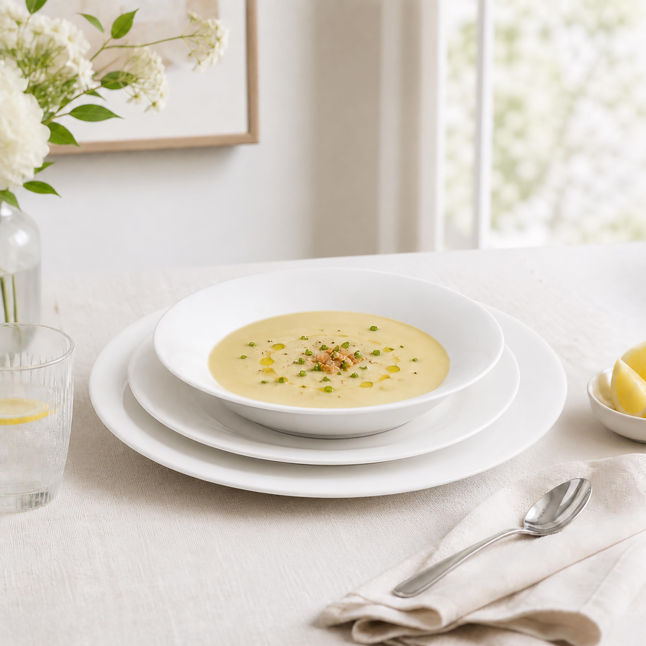Annastore Opal Geschirr Set 18-teilig Weiß Glas minimalistisch 6 Personen