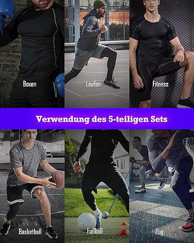 Miniatura 9 de BOOMCOOL 5 piezas de ropa de gimnasio para hombres, conjuntos de entrenamiento