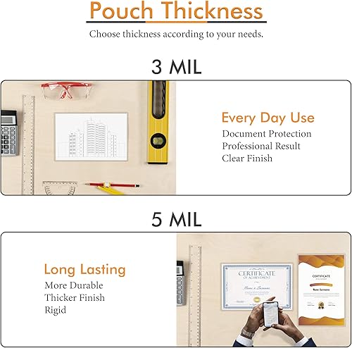 Miniatura 4 de Tyh Supplies fundas laminadas térmicas, brillantes, transparentes, hoja con laminación, fundas laminadoras