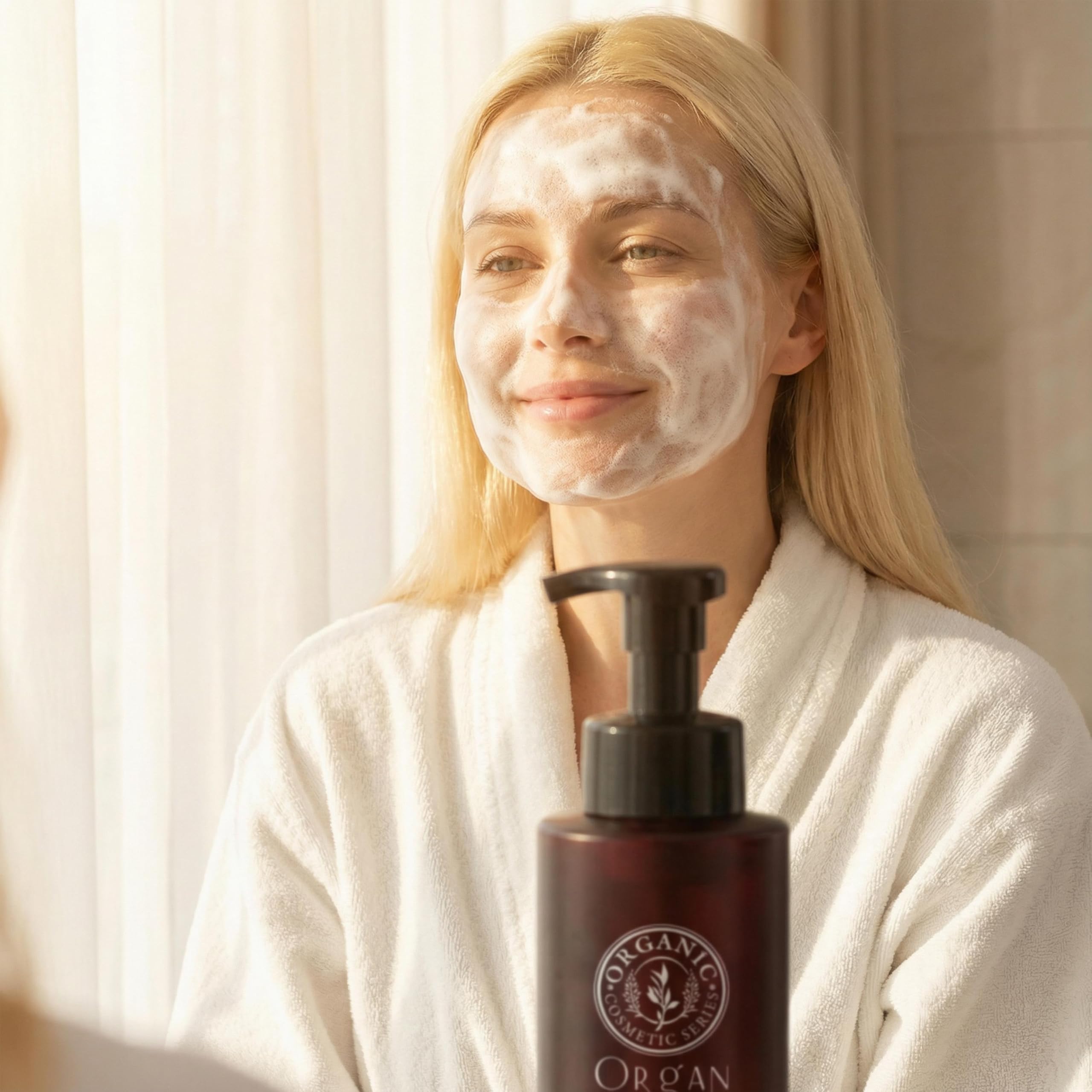 Elitzia Organiczny środek do czyszczenia twarzy z aminokwasami, delikatny mus do mycia twarzy dla wrażliwej i wszystkich rodzajów skóry, z algami śnieżnymi i ekstraktami roślinnymi, nawilżający