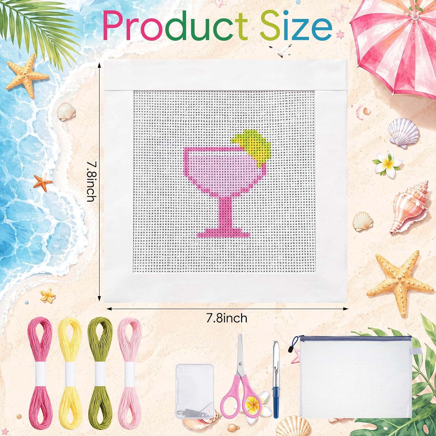 XunYee 13 Pcs Margarita 18 Mesh Needlepoint Canvas Kit for Beginner
